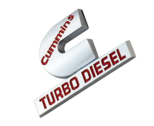 Image of 2PCS 4.4Inch Cummins Turbo Diesel Emblem Badge Compatible for RAM 1500 2500 3500 (Chrome Red)