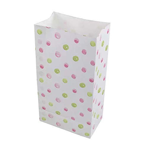 nikima Schönes für Kinder 5 bolsas de papel de lunares rosa y verde | H 23 cm – 7,5 x 12 cm | Bolsas de regalo para bodas cumpleaños regalos DIY