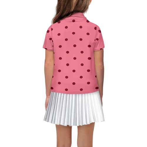 Girls Short Sleeve Golf Shirts V Neck Tennis Shirt Quick Dry Athletic Tops for Sports Casual Wear for Age 5-152
