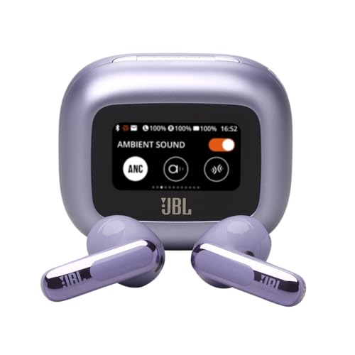 Image of JBL Live Flex 3 Wireless Earbud Headphones with Bluetooth, 50 Hours Battery Life, True Adaptive Noise Cancelling and High Resolution JBL Signature Sound, IP54 Waterproof, with Earplugs, Purple