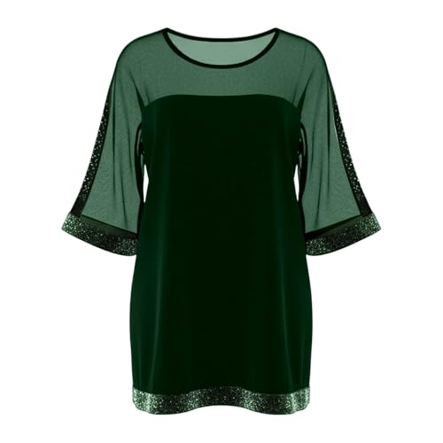 Robe résille sequins avec col rond et finitions patchwork style tendance