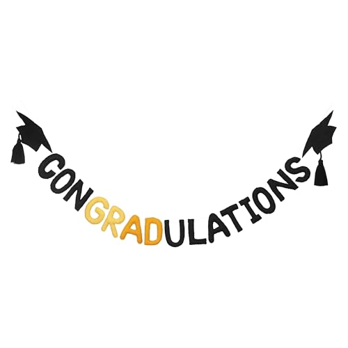 Image of Folkulture Congratulations Banner (6 ft)|Premium Wool Congrats Grad Banner for Middle & High School 2026 Graduation Decorations |Congratulations Felt Garland for Class of 2026 College Graduation Party