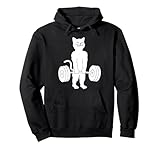 Cat Deadlift Hoodie - Powerlifting Kitty Sweater, Muscle Cat Pullover Hoodie