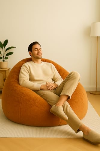 Mollismoons Bean Bag XXXL Size for Adults & Kids Fur Bin Bag Luxury Bean Bag Chair (Mango, Bean Bag Without Beans Cover(Assembly Required))
