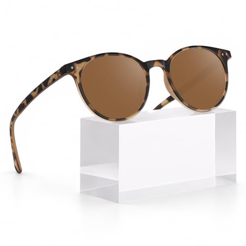 Wrimen Sonnenbrille-Damen-polarisiert-Sunglasses-Woman-Retro-Runde-Klassisch-Sonnenbrillen-Fashion-Brille-Unisex-Leopardenmuster Tee