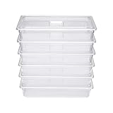 DYNAMI 6 Pack Food Pans with Lids,Full Size 4in Deep Commercial Clear Square Freezer Food Storage Containers,Heat-Resistant,Freezer-Safe To Vegetables,Fruits, Meats, Grains, for Kitchen Restaurant