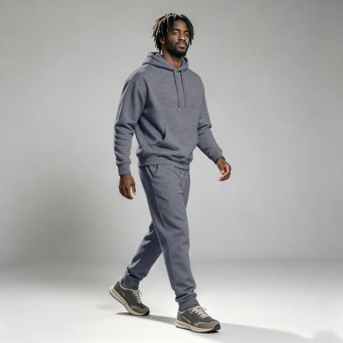 Mens Sweat Set Hooded Sweatshirt Fleece Track Pants Jogger 2 Piece Outfits - image 4