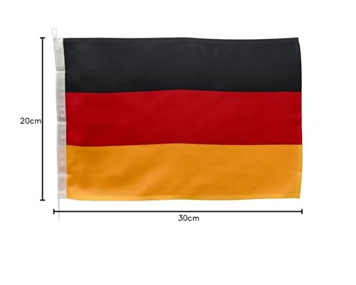 Yachticon Deutschlandflagge 20 × 30 cm – Hochwertige Bootflagge aus 150 g/m² Polyester-Gewebe – UV-beständig, wetterfest & reißfest