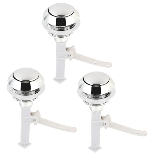 Ipetboom 3 piezas Botón para Tanque de Inodoro Redondo de Presión de Instalación Pulsador de Descarga Manual Ahorro de Agua Compatible Mayoría de Closestool Accesorio Práctico para Baño y