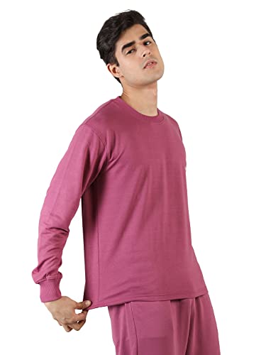 Image of CHKOKKO Men's Terry Cotton Loose Fit Full Sleeves Regular Fit T-Shirt