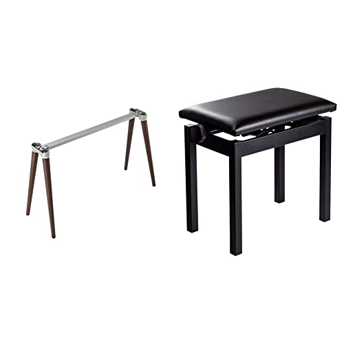 【セット買い】KORG コルグ SV-2、SV-1、D1専用 木製キーボード・スタンド ST-WL ダーク・ブラウン & ピアノ用 高低自在椅子 PC-300 BK ブラック