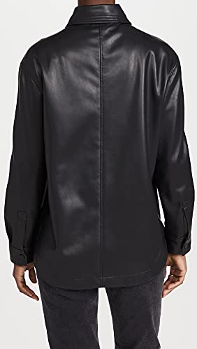 [BLANKNYC] Womens Women's Black Vegan Leather Shirt Jacket3