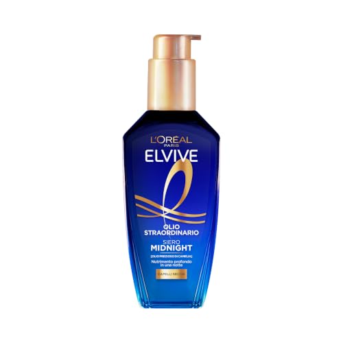L'Oréal Paris Elvive Olio Straordinario Siero Midnight, Per Capelli Secchi, Nutrimento Intenso In Una Notte, con Olio Prezioso di Camelia, Elvive Midnight Serum, 100ml