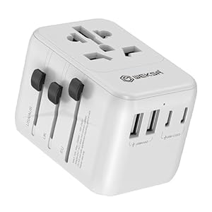 Universal Travel Adapter, International Power Adapter with 2 USB Type-A & 3 USB Type-C PD 35W Travel Plug Adapter for Multi Nation Travel USA/UK/EU/AUS/Japan