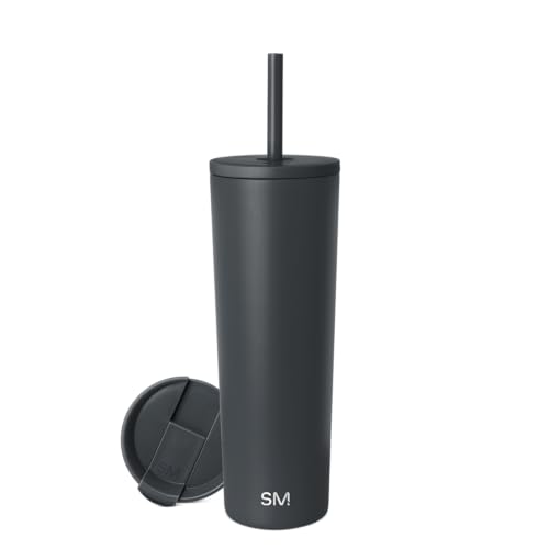 Image of Simple Modern Classic Tumbler with Straw Lid | Insulated Iced Coffee Cup Reusable Stainless Steel Water Bottle Travel Mug | Gifts for Women Men Her Him | 28oz | Graphite