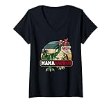 donna mamasaurus t-rex dinosaur mama saurus family festa della mamma maglietta con collo a v