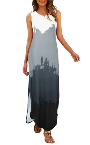Image of Hount Women's Casual Summer Sleeveless Dress Loose Split Maxi Dresses with Pockets
