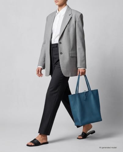 Slouchy Genuine Leather Tote Teal