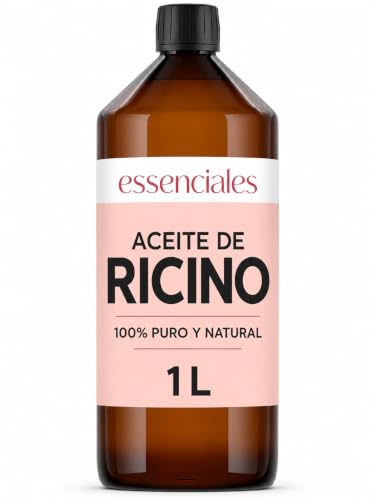ESSENCIALES Aceite de Ricino BIO 1 L, 100% Puro y Natural, Prensado en Frío, Food Grade y USP – Aceite Vegetal para Cabello, Pestañas, Uñas y Piel