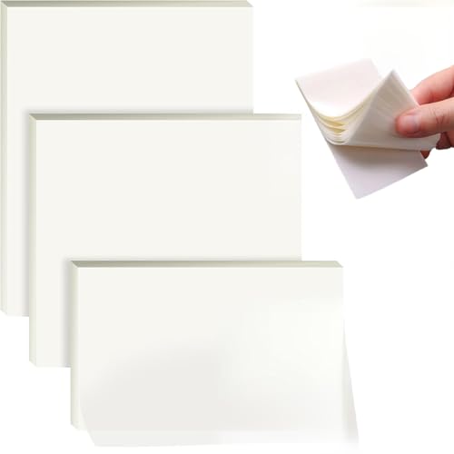Lxtness 300 Sheets Transparent Sticky Notes, Self-Stick Clear Adhesive Removable See Through Perfect Aesthetic Stationary, College Study Essentials,Revision Stationary - 3 Sizes