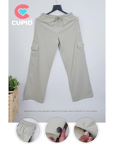 Image of CUPID Women Smart Slim Fit Easy Wash Cotton Cargo Pants