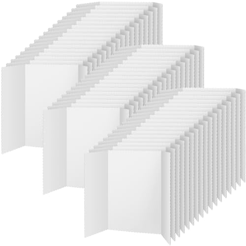 Image of Ctosree 50 Pcs 14 x 22 Inch Tri Fold Poster Board Bulk for Display,White | Science Fair Project,Classroom Display Paperboard, Single Wall Build, Lightweight Presentation Board,3 Panels