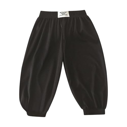 Kids Girls Baggy Harem Pants Elastic Waist Solid Color Ribbed Soft Casual Sweatpants Light Thin Relaxed Joggers