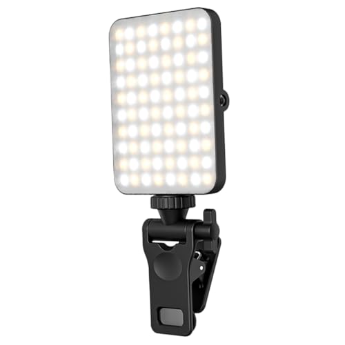 HOUDERCO LED Selfie Light with Adjustable Brightness Colors Clip Design for Video Conferencing Live Streaming Makeup Compatible with Phone Laptop Tablet