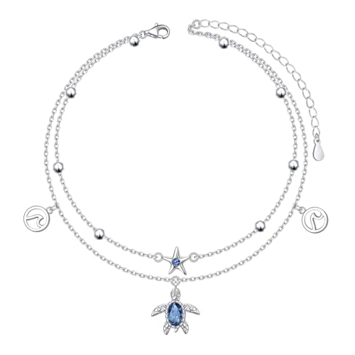 Tobillera para mujer de plata de ley 925 ajustable con dije de infinito
