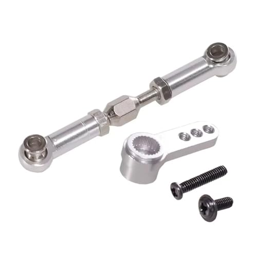 Rc Special Connecting Rod for MJX H16 16207 16208 16209 16210 1/16 Metal 25T Servo Arm Steering Servo Link Rod RC Car Tracked Vehicles Upgrade Parts Replacement Use(Silver)