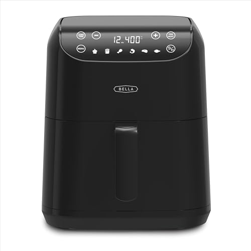 BELLA Freidora de Aire Digital de 6 Litros, Canasta y Parrilla Antiadherentes, Temporizador de 60...