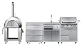 KoolMore Outdoor Kitchen Series Modular Kitchen with a Wood fire Pizza Oven, 3 Drawer Cabinet, Sink, 30 in. BBQ Grill and Cabinet in Stainless-Steel (KM-OKSKIT-CONFIG102)