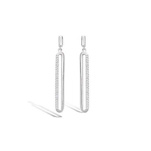 'Tata Gisele© Örhängen"topawa av sterlingsilver 925/000 rhodinerade och zirkon örhängen – rektangel ände genombruten – påse present