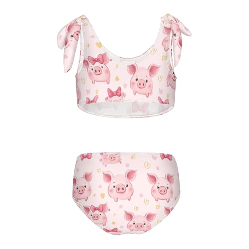 Wusikd Cute Pigs Princess Girls Swimsuits Two Piece Beautiful Bow Swimwear Bikini Set for for Girls Size 3T2