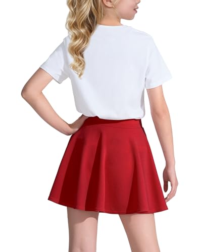 Image of KEREDA Girls Casual Mini High Waist Flared Pleated Skater Uniform Skirts