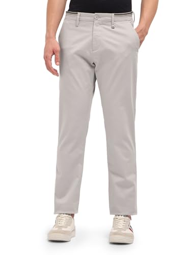 Image of Men's Grey Cotton Straight Fit Casual Trouser