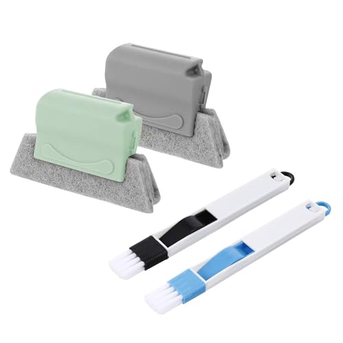 4 Stück Fensterrillen Reinigungswerkzeug, Magische Reinigungsbürste Tür 2 in 1 Mini Groove Bürste, für Fenster Tür Reinigung Aller Ecken und Lücken Scheuerschwämmen Bürste