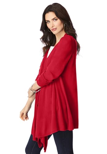 Roaman's Women's Plus Size Plus Size Lightweight Handkerchief Hem Cardigan Sweater3
