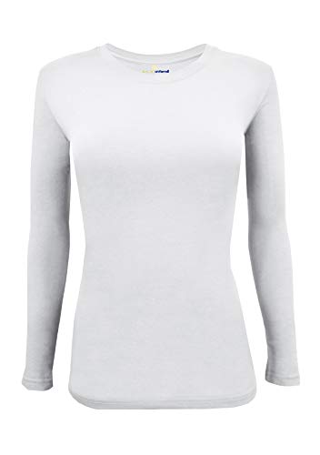Natural Uniforms Women's Under Scrub Tee Crew Neck Long Sleeve T-Shirt (White, Large)