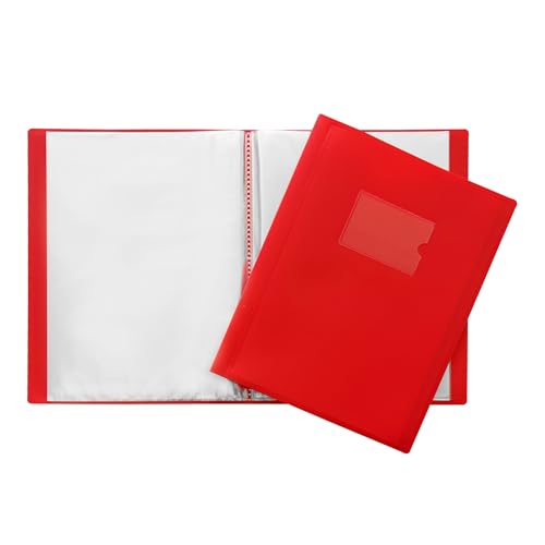 A4 Red Flexible Cover 20 Pocket Display Book - for Office Project Presentation, School and University Assignment.