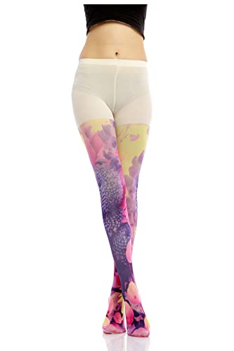 Image of Sahabowi Women Tights, Sheer High Waist Pantyhose, Vintage Control Top Stockings, Siwa opaque print1