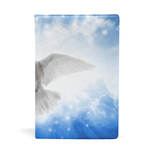 EZIOLY - Funda para libros de texto con diseño de pájaro de Espíritu Santo, brilla desde el cielo, se adapta a la mayoría de los libros de texto de tapa dura de hasta 8,7 x 5,8 pulgadas Easy to A