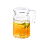 CASAQUA Glass Pitcher with Lid Fridge Pitcher with Handle Glass Water Carafes Practical Juice Containers Easy to Use Milk Jug for Lemonade, Iced Tea, Cocktails, Water (500ML, Pack of 1)