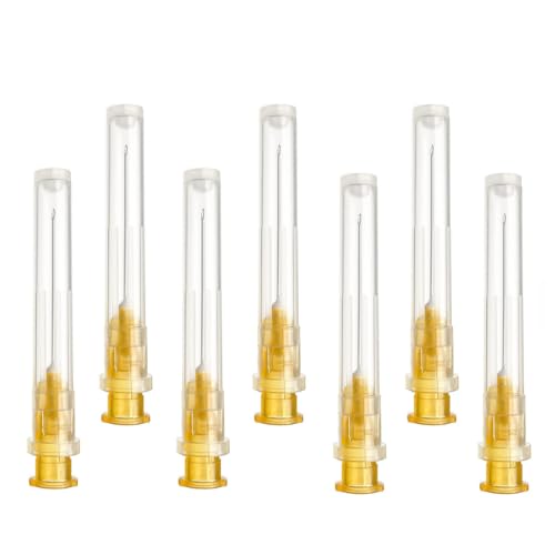 100 unidades de acero inoxidable para recambios, envasado individualmente, tubos de recarga para industria, laboratorio científico, hogar, hobby, pegamento, recargas (25G x 1' (25mm))