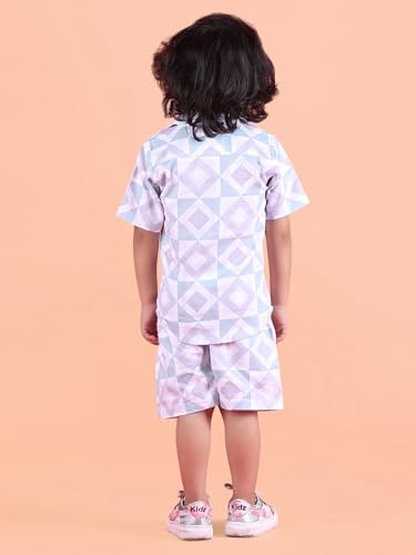 Image of POLKA TOTS Cotton Half Sleeves Shirt With Shorts, All Over Print Cord Set for Baby Boy Kids