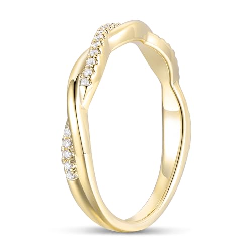 14K Yellow Gold Twisted Band Ring 2.5mm Moissanite Wedding Band Twisted Wedding Ring for Women2