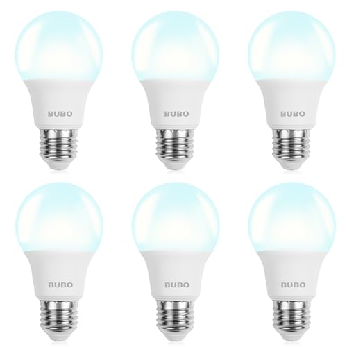 Image of BUBO A19 LED Light Bulbs, 40 Watt Equivalent LED Bulbs, Daylight 5000K, 550 Lumens, E26 Standard Base, Non-Dimmable, 5W Daylight LED Bulbs for Bedroom Living Room Home Office, 6 Pack