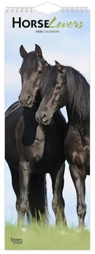 Horse Lovers | 2026 5.7 x 16.5 Inch (Hanging) Monthly Slimline Wall Calendar | BrownTrout | Animals Equestrian
