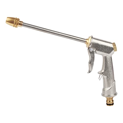 Pistola da Giardino in Metallo Hillylolly Pistola Giardino Alta Pressione, Pistola Irrigazione Giardino, Modello di Spruzzatura Regolabile Pistola Acqua Giardino per Autolavaggio,Giardino,Prato(Lungo)