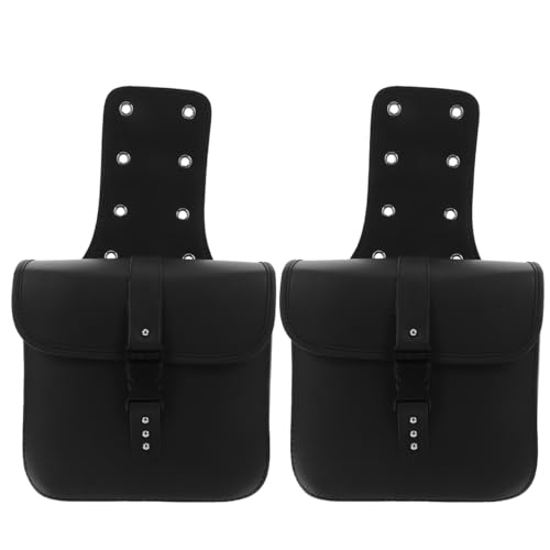 Sacoche latérale moto en PU noir avec housse pluie